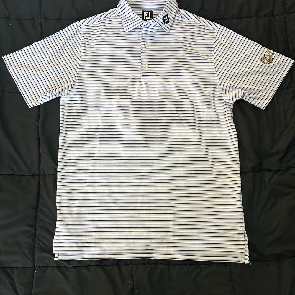 FootJoy white with lavender/black stripes Polo Shirt Classic Stripes